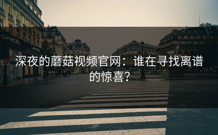 深夜的蘑菇视频官网：谁在寻找离谱的惊喜？